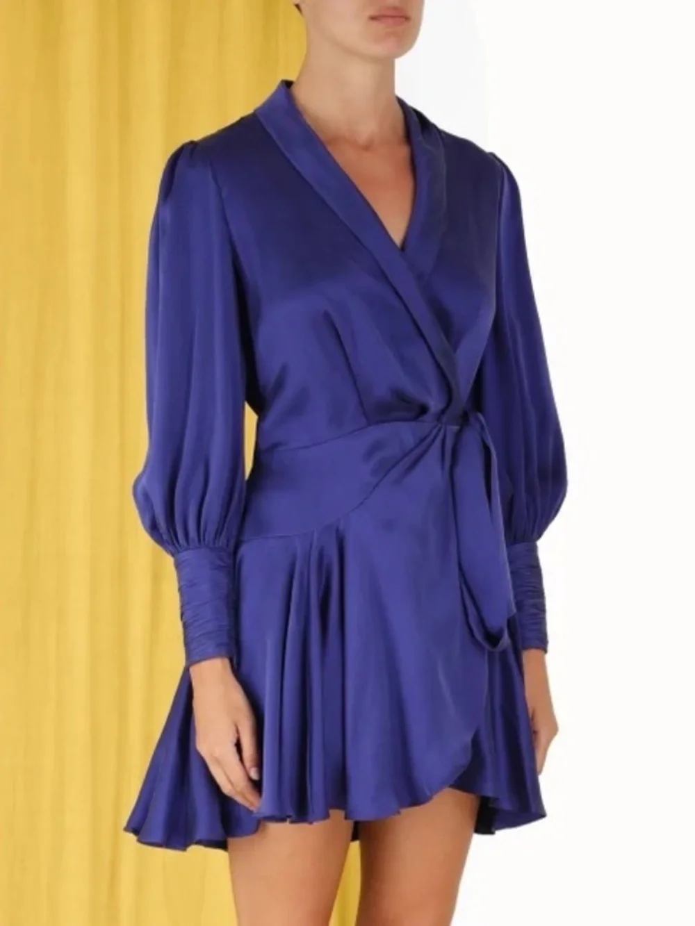 NWT Zimmermann Silk Wrap Mini Dress Lapis Blue Size 4